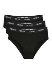 Three-pack of black men's briefs ZESMS-0001-99(KS), front view of the product in the set on a white background.