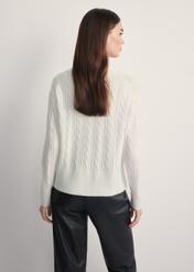 Cream women's sweater SWEDT-0254-12(Z25), back view of the product on the model. Half of the silhouette visible.