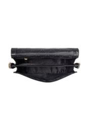 Black leather croco women's handbag TORES-1324-9G(Z26). Top view on white background.