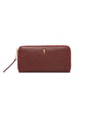 Dark red leather women's wallet PORES-0985-4C(W26), front product view on white background.