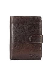 Brown leather small men's wallet PORMS-0653-89(W25) - front product view on white background.