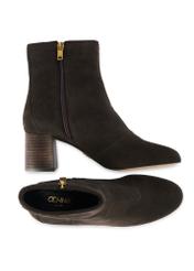 Brown suede high-heeled ankle boots BUTYD-1218-89(Z25), product view from the top and side on a white background.