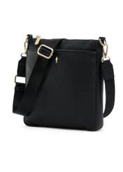 Black women's shoulder bag TOREC-0708B-99(Z25) - diagonal view of the product on a white background.