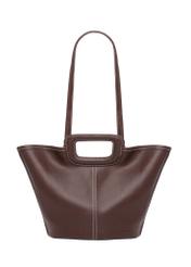 Dark brown women's handbag with stitching TOREC-1213-1H(W26), front product view on white background.
