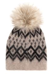 Women's pom-pom hat CZADT-0238-1J(Z26), rear view on a white background.