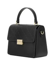 Small black monogrammed trunk bag TOREC-1292-9P(Z26), diagonal product view on white background.