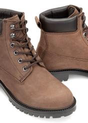 Brown leather lace-up men's ankle boots BUTYM-0514-89(Z25)