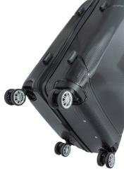 Small suitcase on wheels WALPC-0014-99-19(W26), view of the product wheels on a white background.