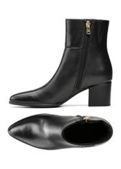 Women's leather ankle boots in black BUTYD-1186-99(Z25), product view from the side and top on a white background.