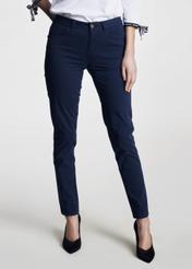 Granatowe spodnie skinny damskie SPODT-0026-69(W21)-01