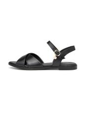 Women's leather sandals in black BUTYD-1259-99(W26), side view of the product on a white background.