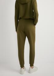 Women's khaki trousers SPODT-0108-8D(W26), back view of the product on the model. Half of the silhouette visible.