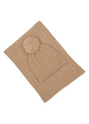 Beige hat and scarf set ZESTD-0014-1A(Z26), front view of the product on a white background.