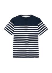 Men's navy blue striped T-shirt TSHMT-0139-7E(W26) - front product view on white background.