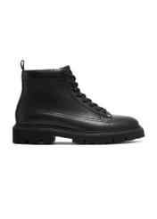 Black men's leather ankle boots BUTYM-0555-99(Z26), side view of the product on a white background.