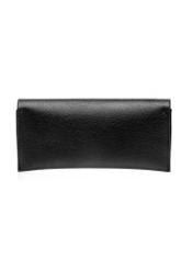 Black imitation leather glasses case POREC-0434-99(W26), product view from the back on a white background.