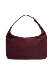 Burgundy suede handbag TORES-1404-4D(Z26) - product view from the back, on a white background.
