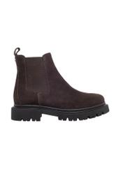 Dark brown suede women's Chelsea boots BUTYD-1093-1I(Z26), side view of the product on a white background.