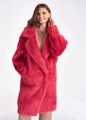 Ladies' raspberry wool coat FUTDW-0010-41(Z22)-01