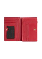 Red leather women's wallet PORES-0980R-4B(W26), product view inside on white background.