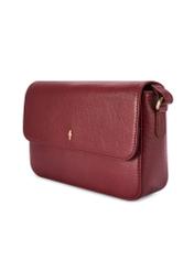 Women's burgundy leather messenger bag TORES-1245-4C(W26) - diagonal product view, on a white background.