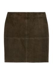 Brown suede skirt SPCDS-0034-2880(Z25), front product view on white background.