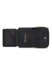 Small black women's wallet with monogram POREC-0349A-99(Z25), product view inside on white background.