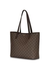 Women's brown shopper bag TOREC-0816A-89(Z25) - diagonal view on a white background.