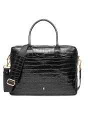 Leather elegant women's croco bag TORES-1128E-99(Z25), product view from the front on a white background.