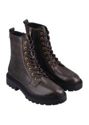 Brown women's ankle boots BUTYD-1192-1H(Z26), diagonal product view on a white background.