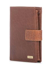 Men's leather wallet in cognac color PORMS-0692-1H(W26) - diagonal product view, on a white background.