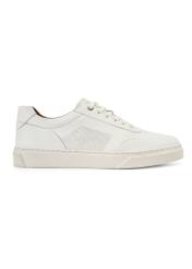 Men's leather sneakers in white BUTYM-0484-0B(W26), product view from the side on a white background.