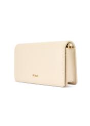 Cream women's wallet with strap POREC-0431-0B(W26) - diagonal product view, on a white background.