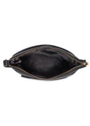 Black women's handbag made of natural pea leather TORES-1425-9I(Z26), product view inside on white background.