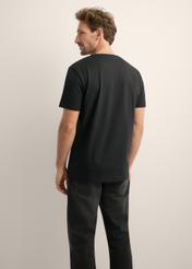 Men's black cotton T-shirt TSHMT-0154-99(Z26), back view of the product on the model. Half of the silhouette visible.