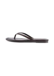 Women's dark brown leather flip-flops BUTYD-1271-1I(W26), side view of the product on a white background.