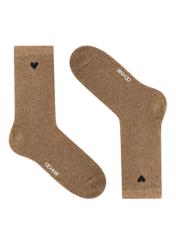 Set of beige women's socks ZESDT-0033-81(Z25), view of one part of the product in the packaging on a white background.