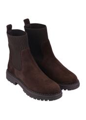 Brown suede women's Chelsea boots BUTYD-1194-1I(Z26), diagonal view of the product on a white background.