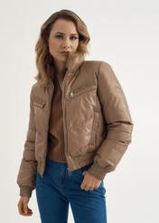 Women's leather bomber with high collar KURDS-0446-3333(Z23)-02