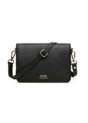 Women's black leather messenger bag TORES-1316-99(Z26) - front product view, on a white background.