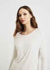 Kremowa bluzka damska longsleeve LSLDT-0024-12(W22)-06