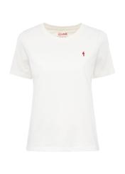 Cream women's t-shirt with emblem TSHDT-0134-12(Z24)