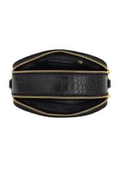 Black women's croco handbag TOREC-0036E-97(Z25), view of the inside of the product on a white background.