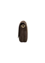 Women's brown suede messenger bag TORES-1388-1I(Z26), side view of the product on a white background.