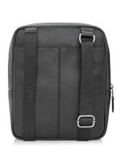 Men's leather black zipper bag TORMS-0016R-9I(W26), product view from the back on a white background.