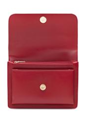 Red women's handbag with monogram TOREC-1155-4B(W26) - front view of the open product on a white background.