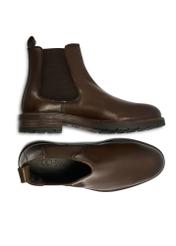 Men's brown leather Chelsea boots BUTYM-0521-1I(Z26), product view from above on white background.