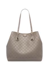 Light brown shopper bag with monogram TOREC-1181-1K(W26), front product view on white background.