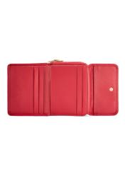 Small red leather women's wallet PORES-0802R-4B(W26), product view inside on white background.