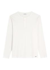 Men's white cotton longsleeve LSLMT-0010-0B(W26), front product view on white background.